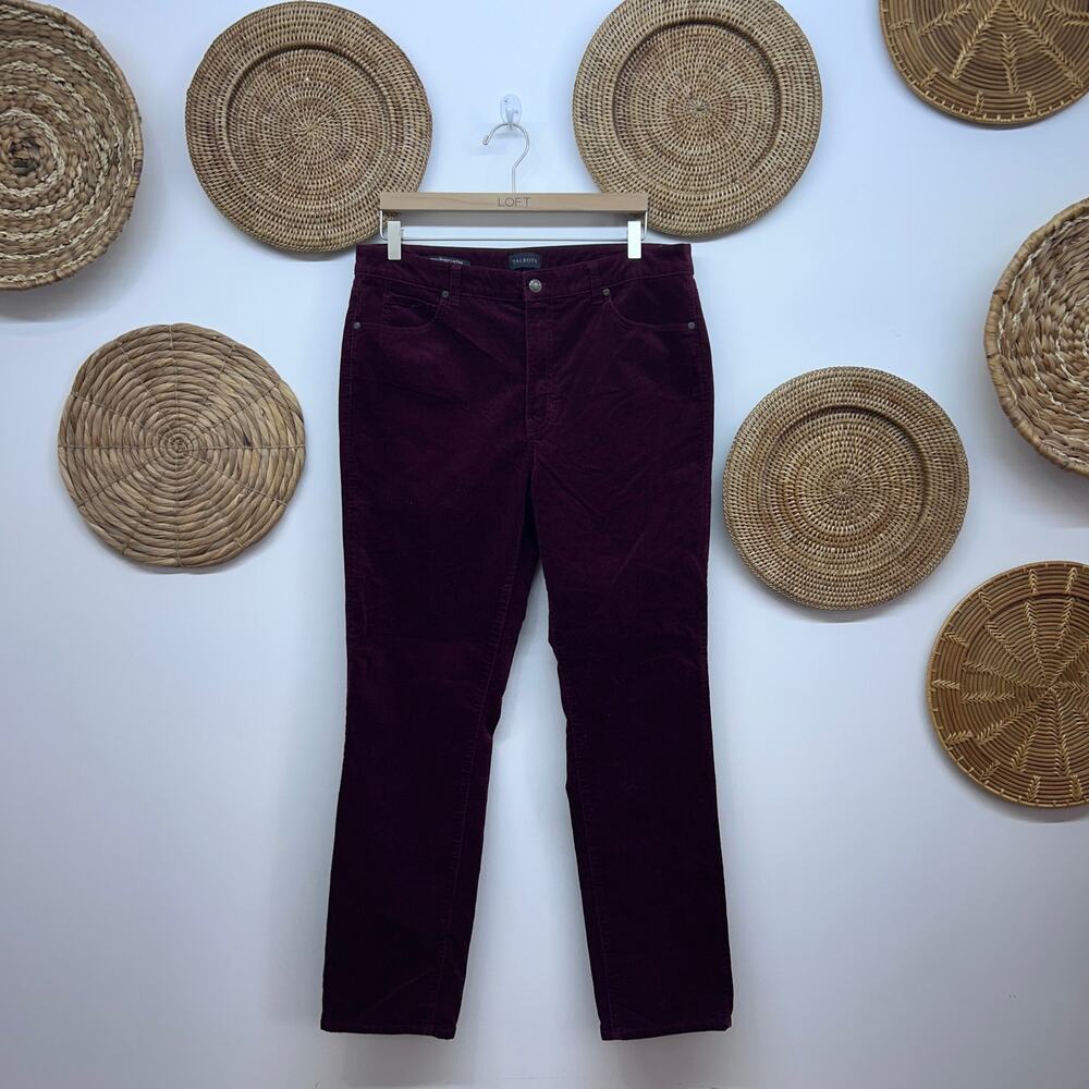 Talbots Corduroy Straight Leg Pants 12 Purple Plum